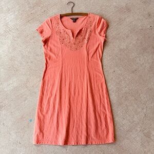 TOMMY BAHAMA Orange Coral Cotton Gold Sequin Short Sleeve Summer Dress 
Size S/P